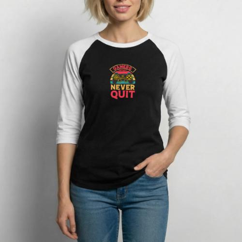 Gamers Never Quit Tee - Unisex Baseball T-Shirt