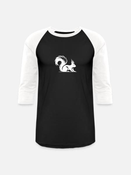 Squirrel Tattoo Style Drawing - Unisex Baseball T-Shirt - black/white