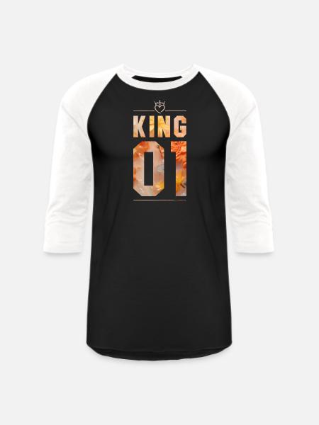 KING AND QUEEN - Unisex Baseball T-Shirt - black/white
