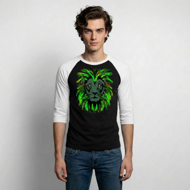 Green Lion Head Portrait Drawing - Green Lion