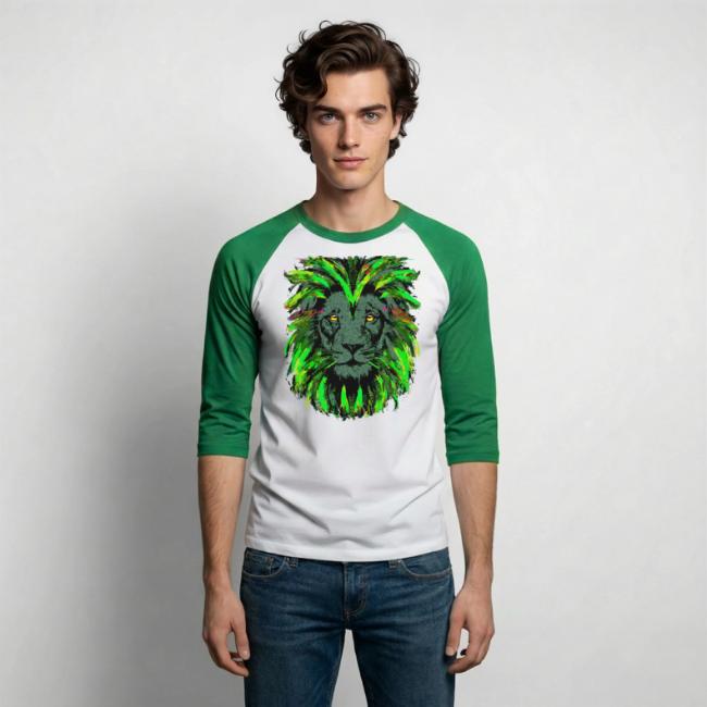 Green Lion Head Portrait Drawing - Green Lion