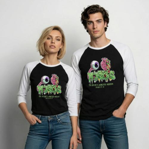 Eye Heart Monsters - Unisex Baseball T-Shirt