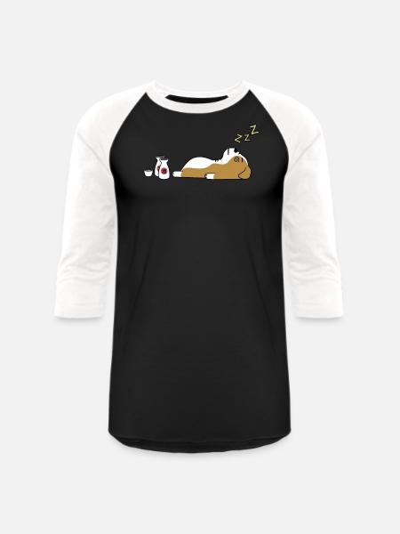 English Bulldog Sake Drunk - Unisex Baseball T-Shirt - black/white