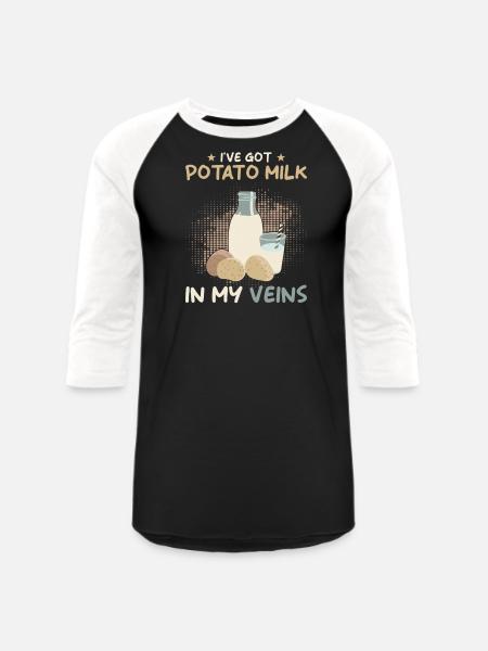 Potato Milk Saying - Unisex Baseball T-Shirt - black/white