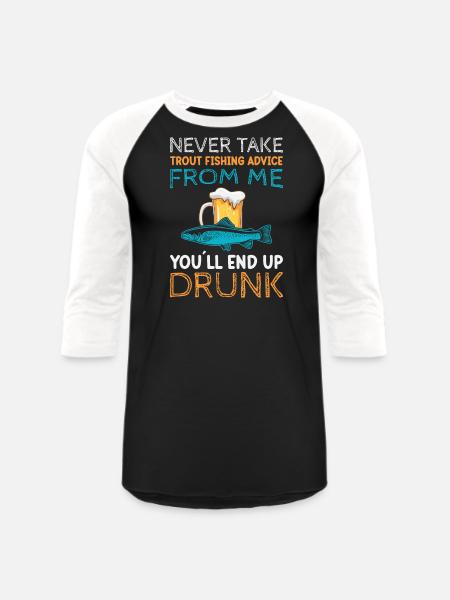 Never take Trout Fishing - Unisex Baseball T-Shirt - black/white