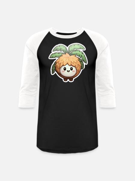 Coconut kawaii - Unisex Baseball T-Shirt - black/white