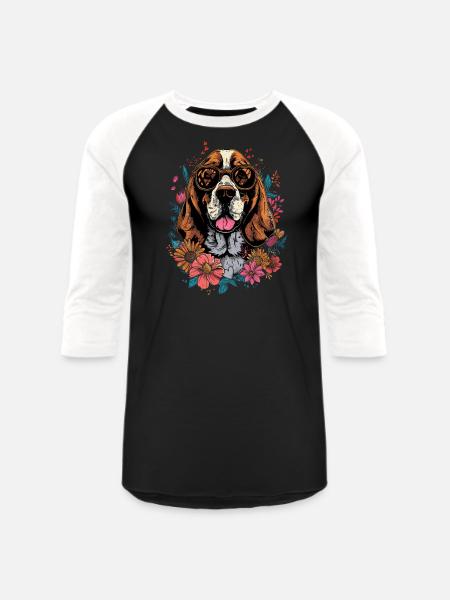 Basset Hound - Unisex Baseball T-Shirt - black/white