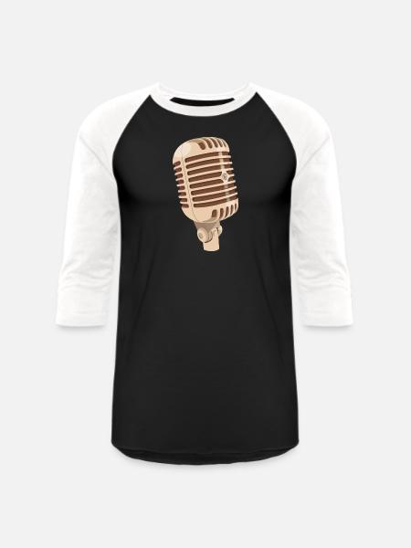 music microphone - Unisex Baseball T-Shirt - black/white