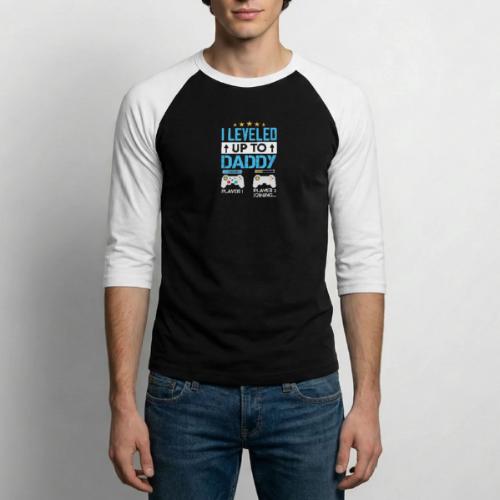 I Leveled Up To Daddy - Unisex Baseball T-Shirt