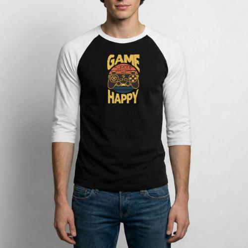 Happiness is a Game Controller Away - Unisex Baseball T-Shirt