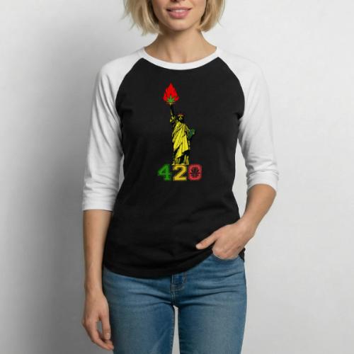 Humoristic 420 Liberty Herb Weed Marijuana Design - Unisex Baseball T-Shirt