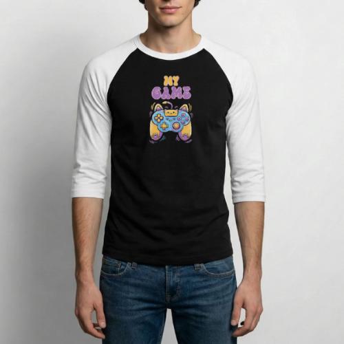 Kawaii Cat Controller - Unisex Baseball T-Shirt