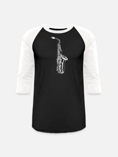 Sax - Unisex Baseball T-Shirt - black/white