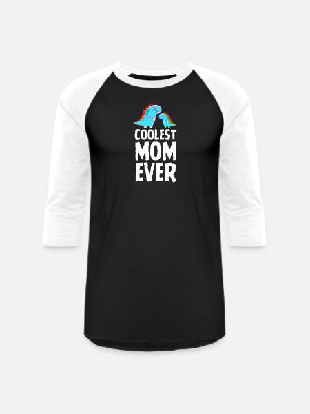 Coolest Mom Ever Dino Tee - Unisex Baseball T-Shirt - black/white