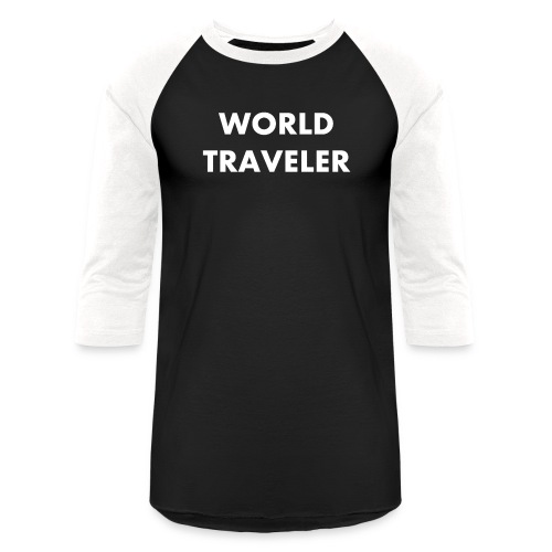 World Traveler White Letters - Unisex Baseball T-Shirt