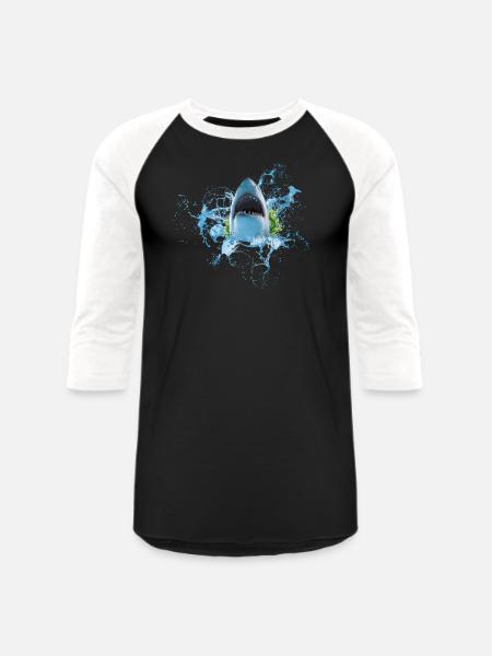 Shark Shark Fish - Unisex Baseball T-Shirt - black/white