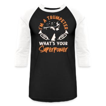Trumpet Player I'm A Trumpeter - Unisex Baseball T-Shirt - black/white - Front - AI Model Female 172 light (172cm) & AI Model Male 178 light (178cm)