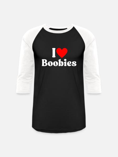 I Love Boobies I Heart Boobies - Unisex Baseball T-Shirt - black/white