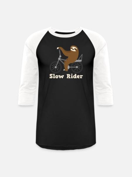Slow Rider Sloth Cyclisme Équitation Vélo Vélo Paresseux - T-shirt de baseball unisexe - noir/blanc