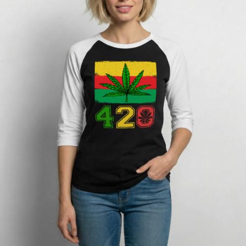 Farcical 420 Herb Flag Weed Marijuana Design - Unisex Baseball T-Shirt