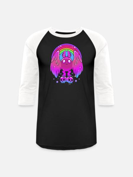Pastel Gothic Rainbow Mothman - Unisex Baseball T-Shirt - black/white