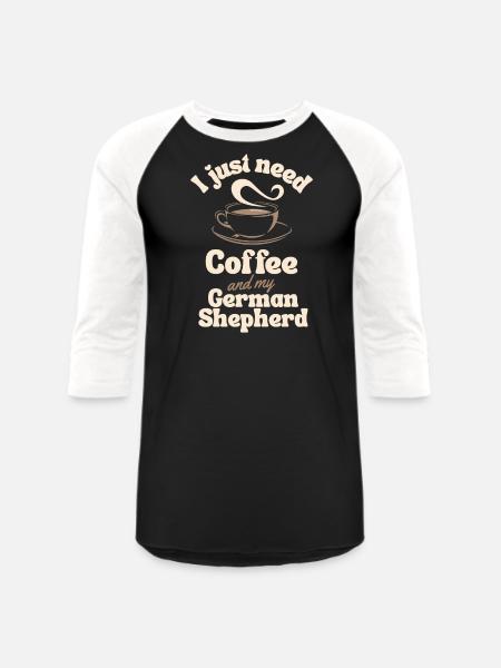Coffee German-shepherd lover - Unisex Baseball T-Shirt - black/white
