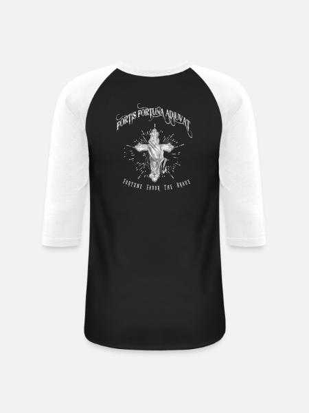 Fortis Fortuna Adiuvat - Cross and Hand Tattoo - Unisex Baseball T-Shirt - black/white