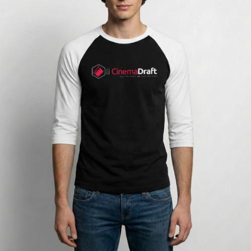 CinemaDraft Full Logo White Front/CD3D White Back - Unisex Baseball T-Shirt