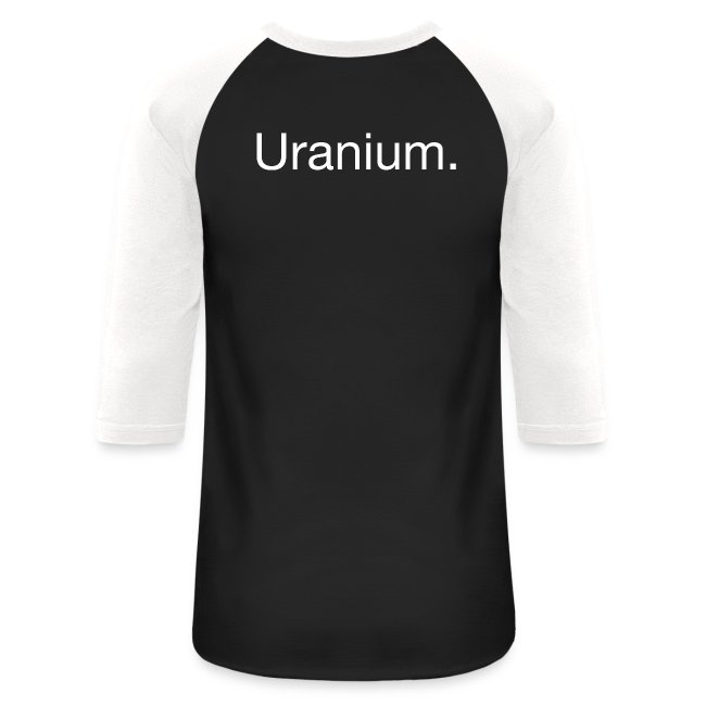 Uranium. Double-sided design. White text.