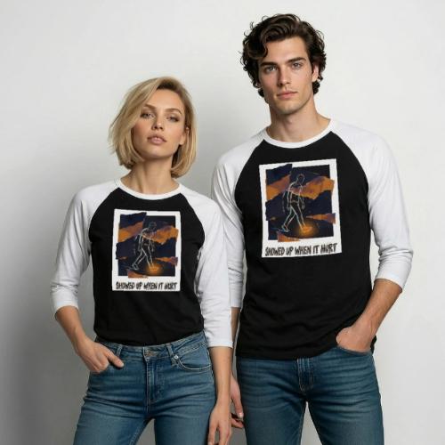 Recovery Mantra Showed up when it hurt - Unisex Baseball T-Shirt