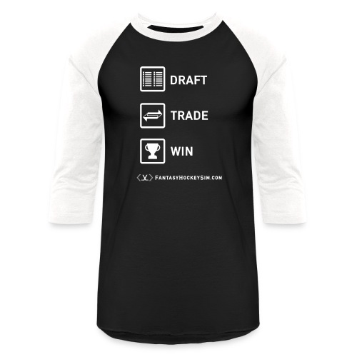 Draft - Trade - Win (Vertical) + FHS Roundel Logo - Unisex Baseball T-Shirt