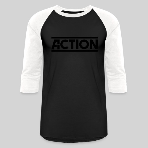 Action Fiction Logo (Black) - Unisex Baseball T-Shirt