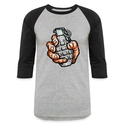 Hand Grenade In Comics Style - Unisex Baseball T-Shirt