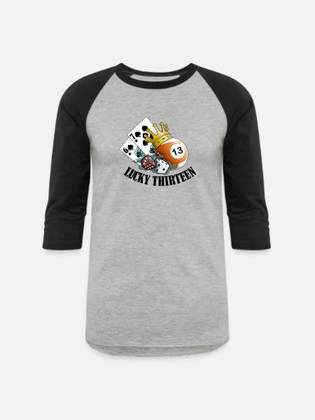 Lucky Thirteen - Unisex Baseball T-Shirt - heather gray/black