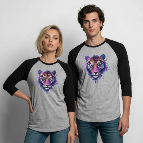 Mystic Violet Tiger - Unisex Baseball T-Shirt