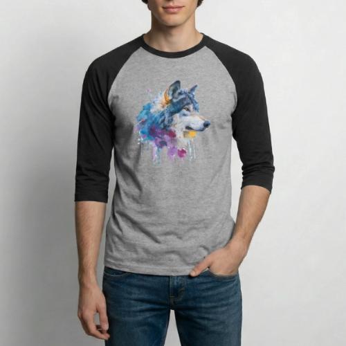 Splash-Art Wolf Head - Unisex Baseball T-Shirt
