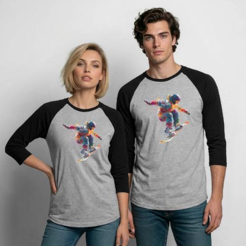 Snowboarding: Frozen Flight - Unisex Baseball T-Shirt
