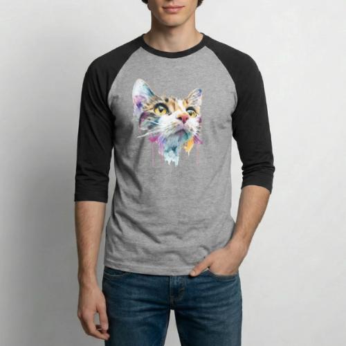 Chromatic Cat Splash - Unisex Baseball T-Shirt