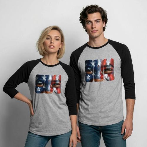 USA: Three Panels of Pride - Unisex Baseball T-Shirt