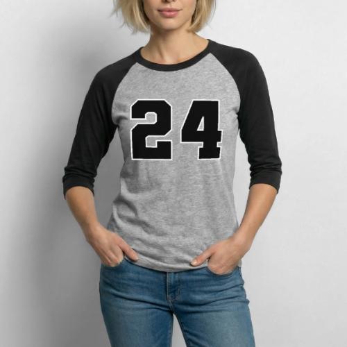 Varsity Number 24 College Font - Unisex Baseball T-Shirt