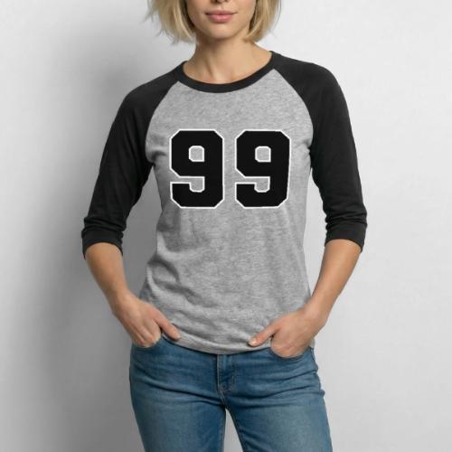 Varsity Number 99 Athletic Font - Unisex Baseball T-Shirt