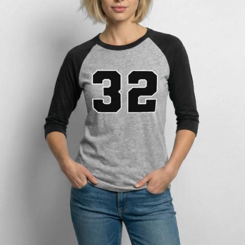 Varsity Number 32 Athletic Design - Unisex Baseball T-Shirt