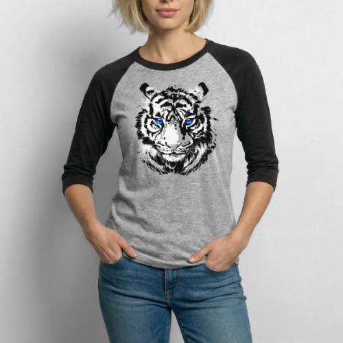 White Tiger Head Portrait - Wildlife Big Cats - Unisex Baseball T-Shirt