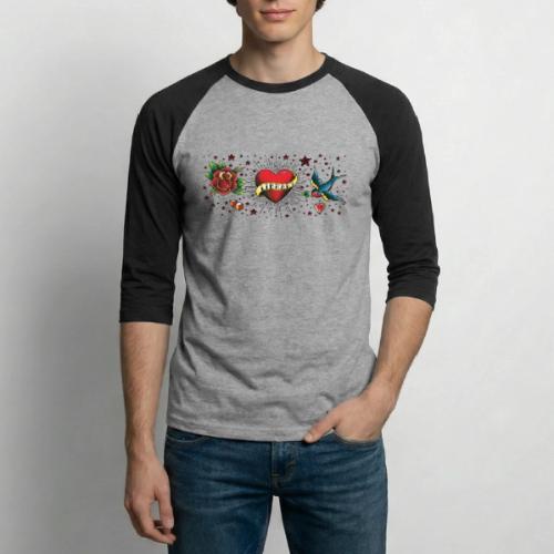 I Love My Library Tattoo Vignette - Unisex Baseball T-Shirt