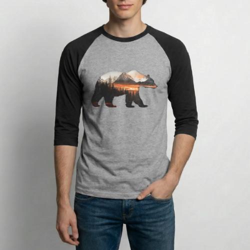 Canada Bear: fiery tones - Unisex Baseball T-Shirt