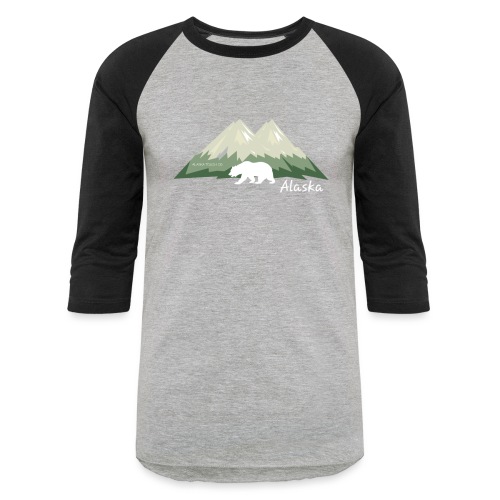 Alaskan Mountain and Bear - Unisex Baseball T-Shirt