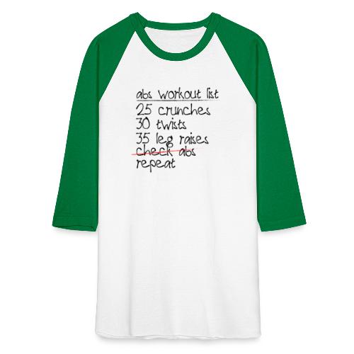 Abs Workout List - Unisex Baseball T-Shirt