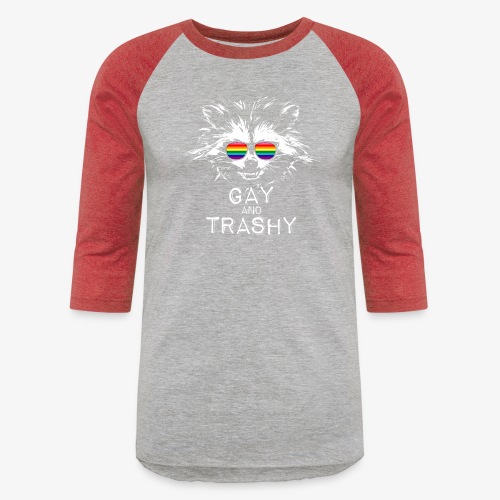 Gay and Trashy Raccoon Sunglasses Gilbert Baker - Unisex Baseball T-Shirt