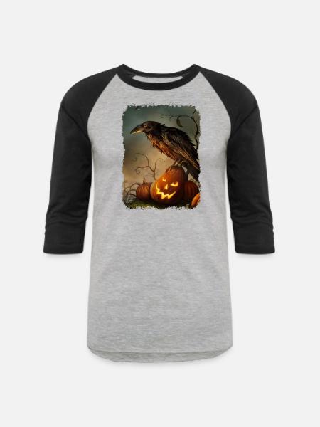 Samhain Raven - Unisex Baseball T-Shirt - heather gray/black