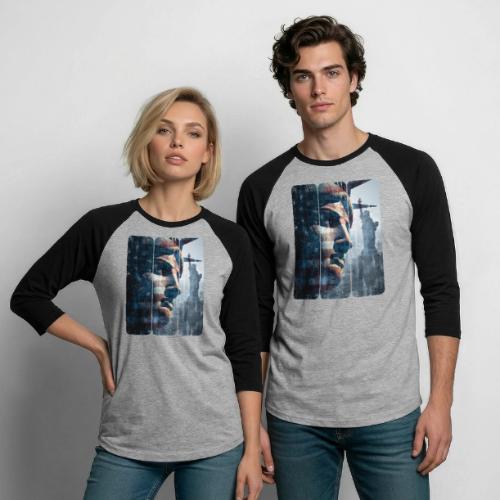 USA: Liberty in Three Visions - Unisex Baseball T-Shirt